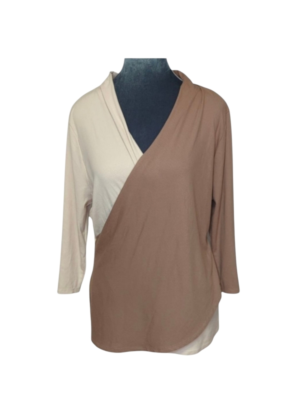 W5 Mocha Front Split Color Wrap Top Size XL